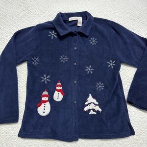 Nick & Sarah Navy Blue Fleece Christmas Jacket Women’s Size Medium